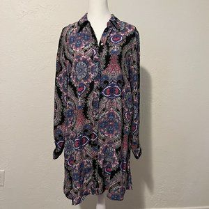 Investments Pink, Purple, Blue and Black Paisley Blouse.  Size: medium